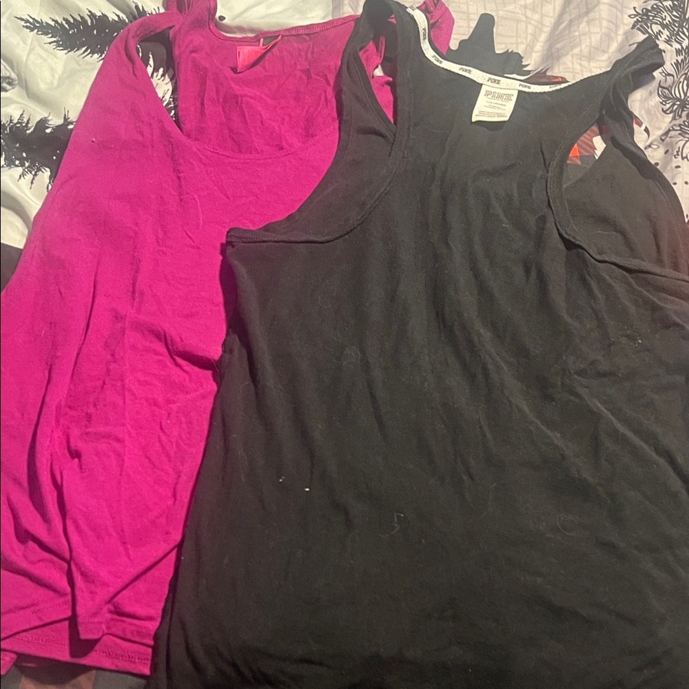 Victoria's Secret Pink and Black Tank Tops